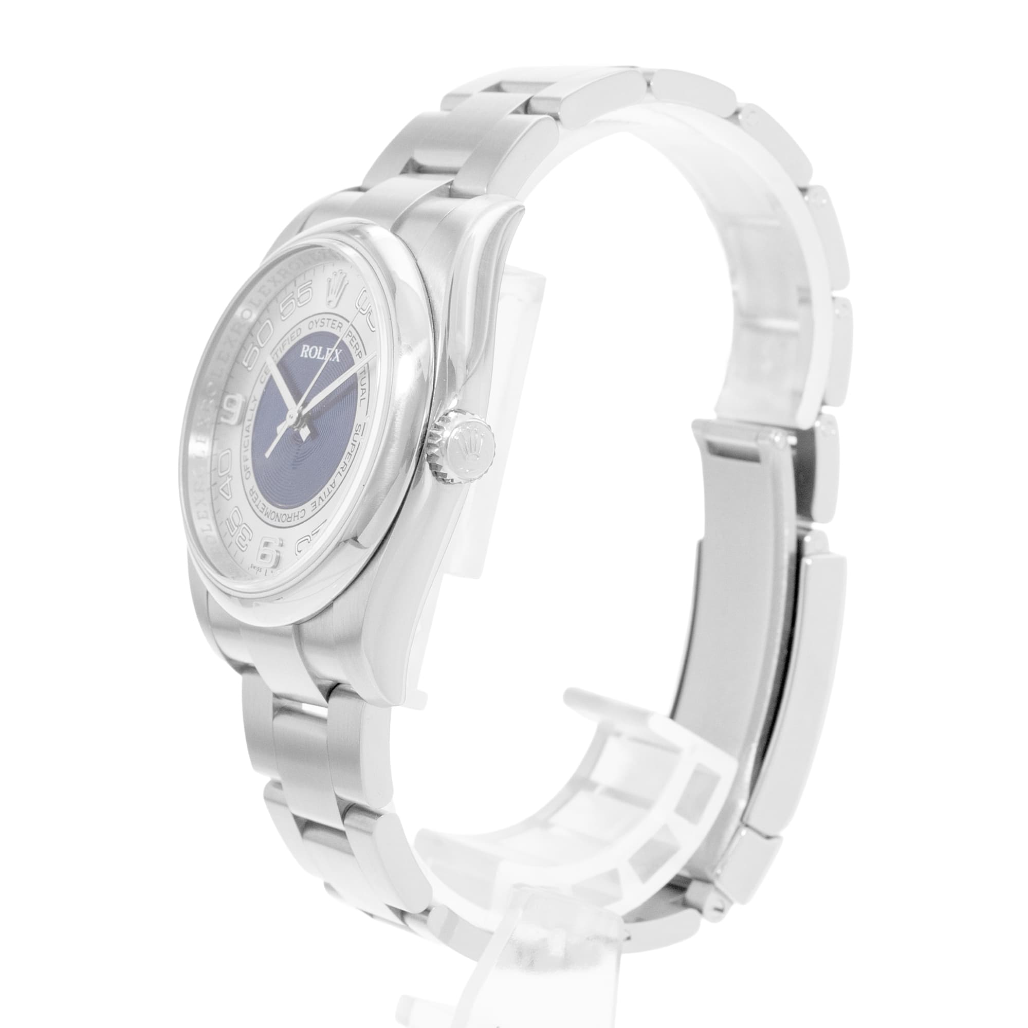 Rolex Oyster Perpetual 36 116000 Silver Blue Dial Steel Mens Watch