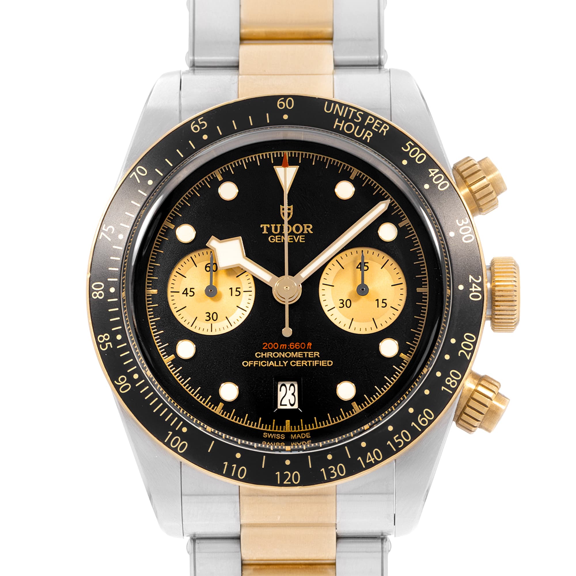 Tudor Black Bay 79363N 41mm Chronograph Steel Yellow Gold Mens Watch Card
