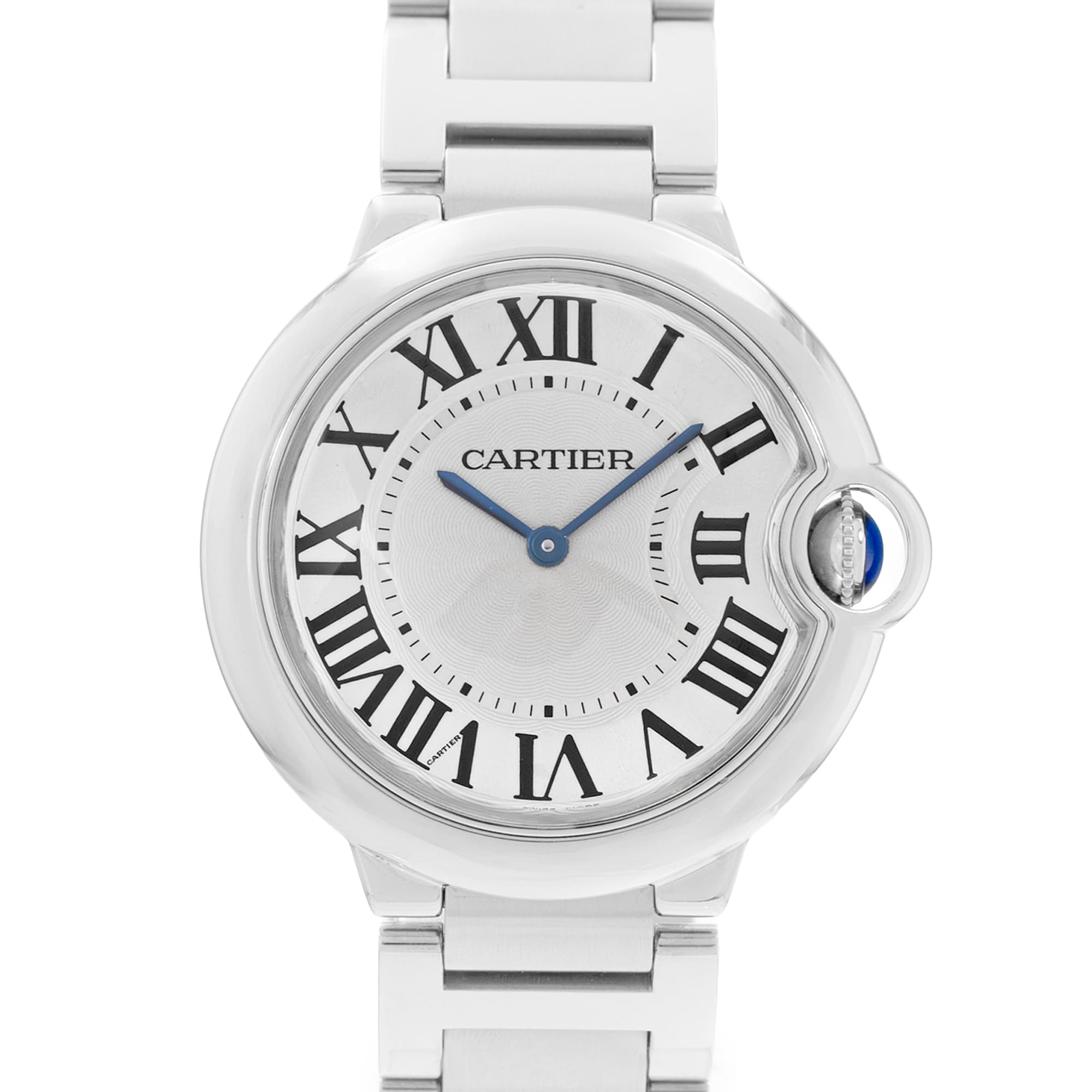 Cartier Ballon Bleu 36mm W69011Z4 3005 Silver Roman Dial Steel Mens Watch