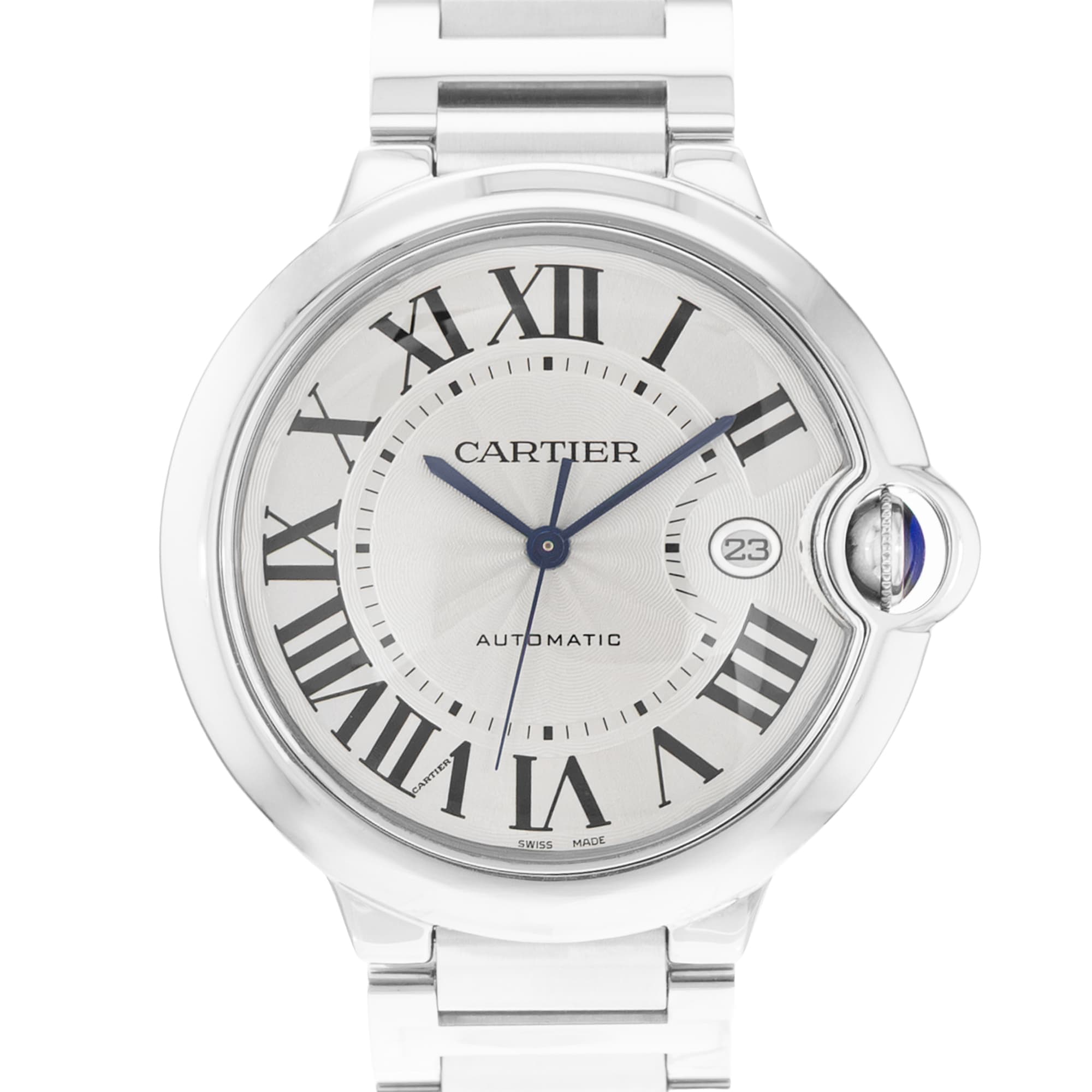 Cartier Ballon Bleu 42mm W69012Z4 3001 Silver Roman Steel Automatic Mens Watch