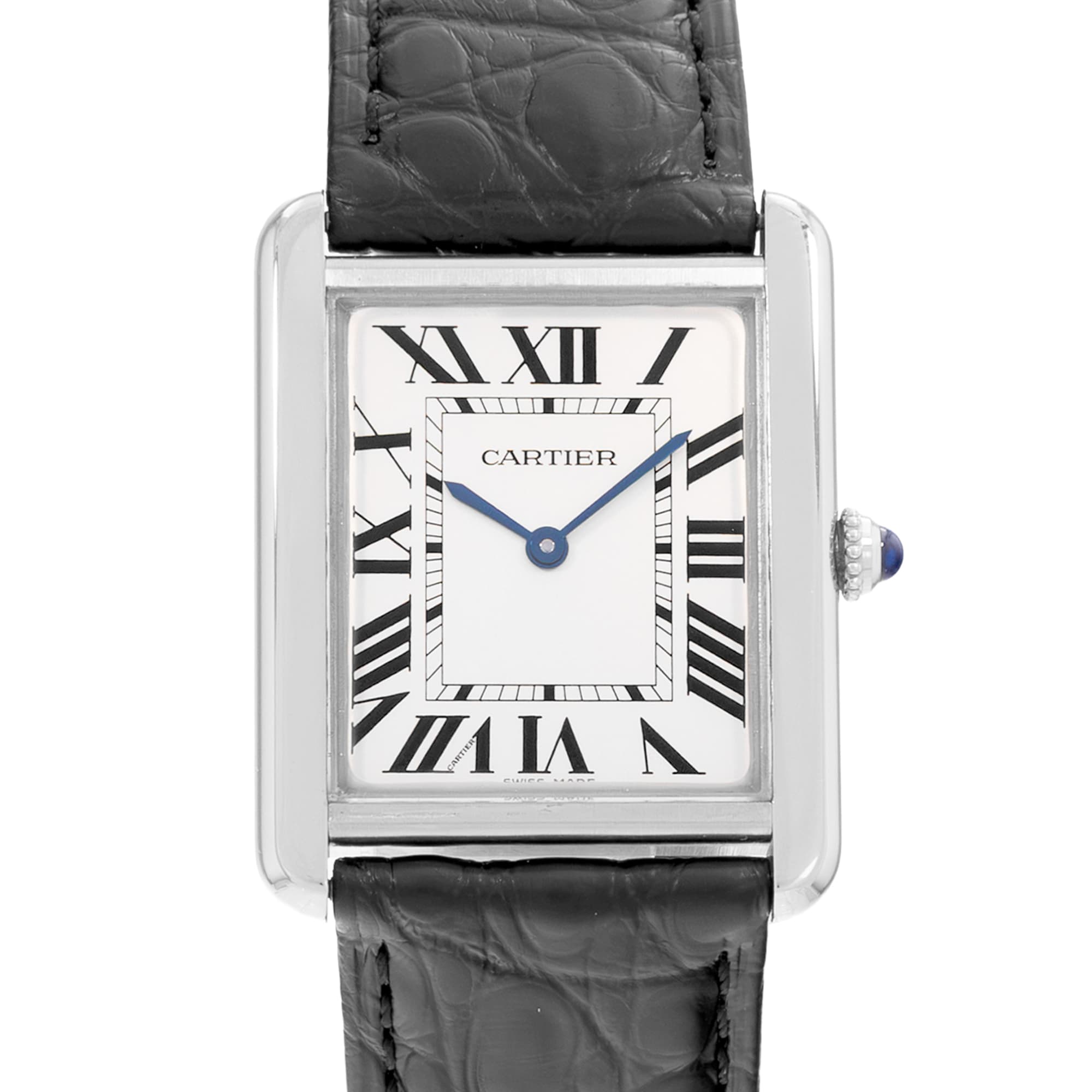 Cartier Tank Solo W5200003 3169 27mm Large Silver Dial Steel Mens Watch