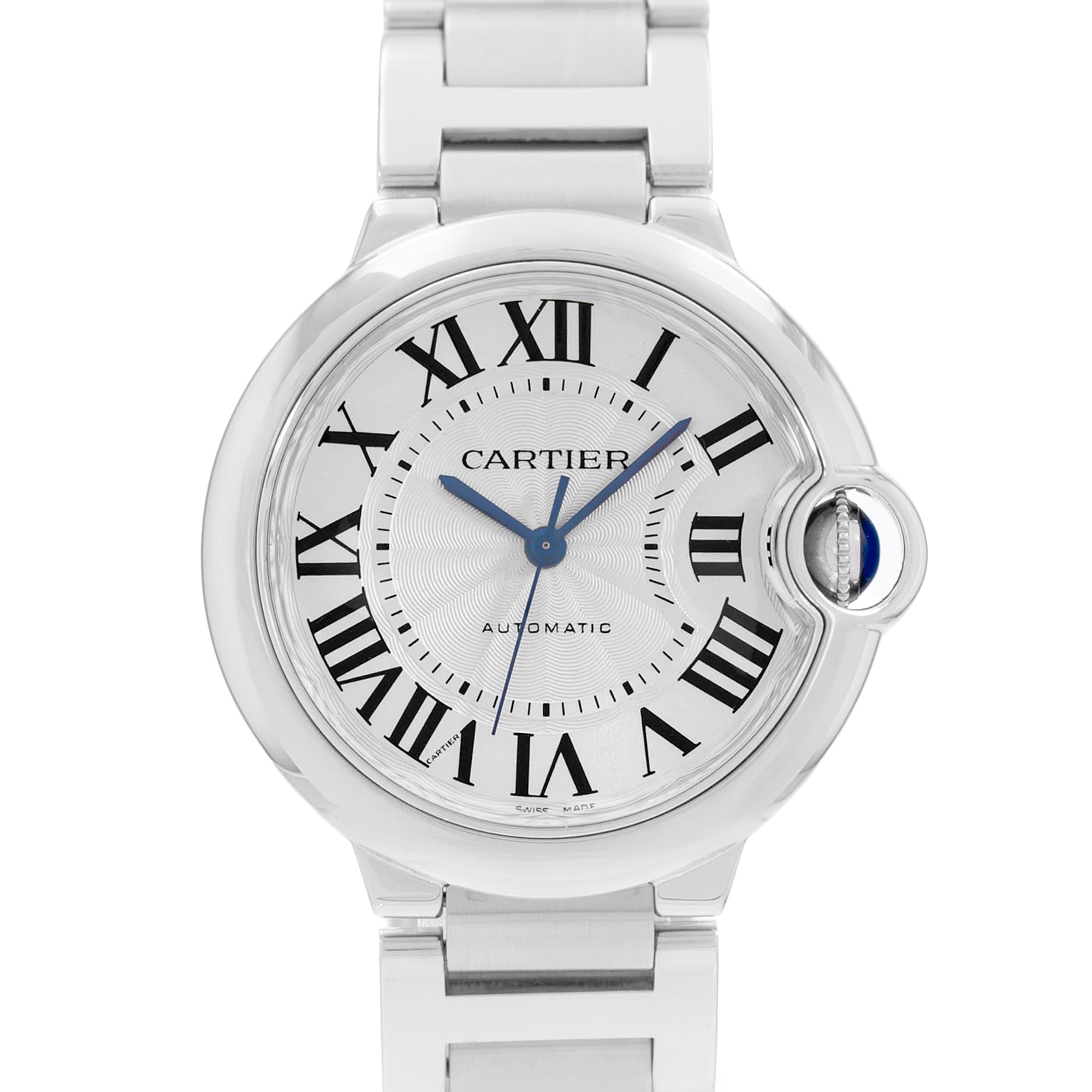 Cartier Ballon Bleu 36mm W6920046 3284 Silver Roman Steel Automatic Ladies Watch