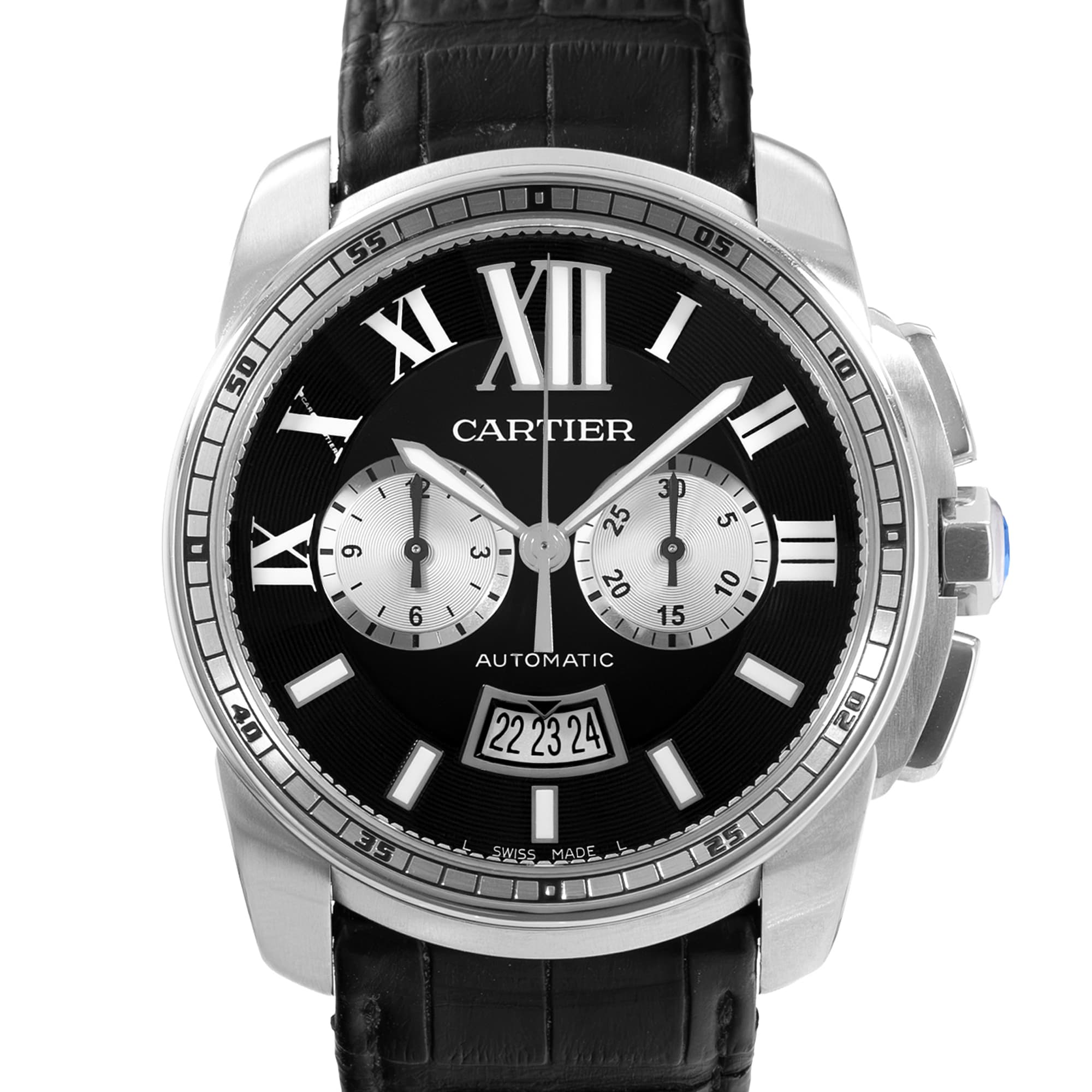 Cartier Calibre de Cartier W7100060 3578 42mm Black Dial Steel Mens Watch