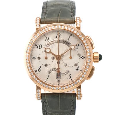 Breguet Marine 8828BR/5D/586/DD00 18k Rose Gold Diamond Chronograph Ladies Watch