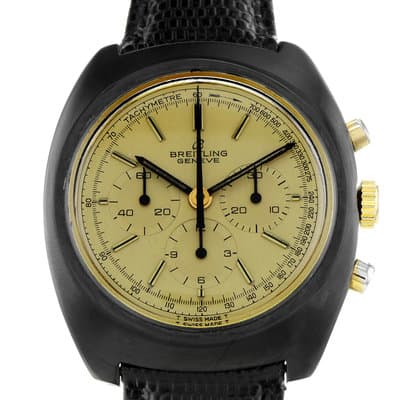 Breitling Chronograph 9757 PVD Vintage Yellow Dial Manual Wind Mens