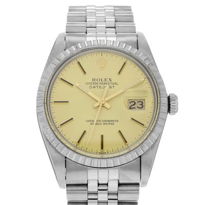 Rolex Datejust 36 16030 Stick Engine Turned Vintage Patina 36mm Steel Watch