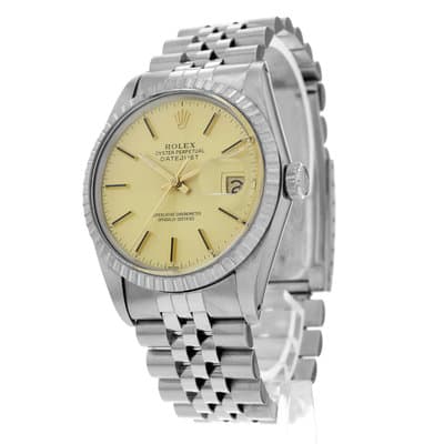 Rolex Datejust 36 16030 Stick Engine Turned Vintage Patina 36mm Steel Watch