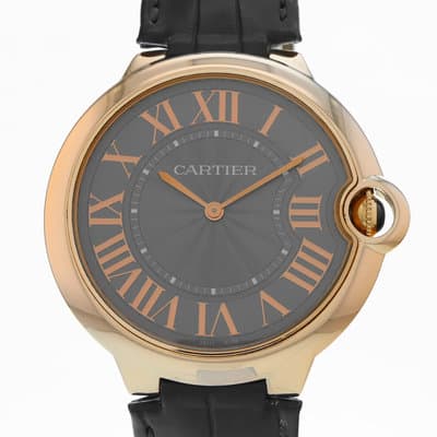 Cartier Ballon Bleu 40mm W6920089 3661 Grey Roman 18k Rose Gold Thin Manual Wind