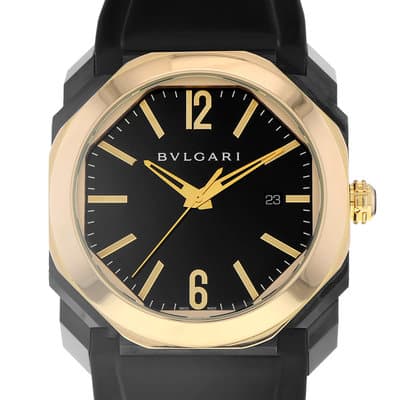 Bulgari Octo BGOP41SG 41mm Black DLC 18k Rose Gold Automatic Display Back Mens