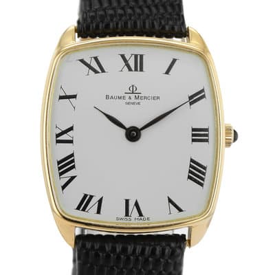 Baume & Mercier Vintage 37060 18K yellow gold white dial roman, analog