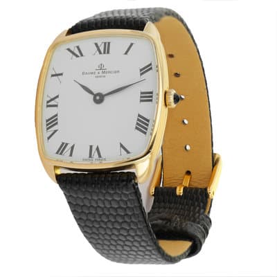 Baume & Mercier Vintage 37060 18K yellow gold white dial roman, analog