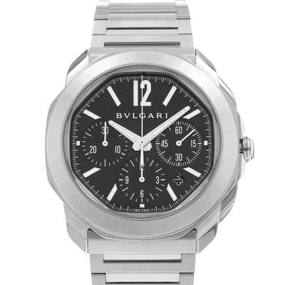 Bvlgari Octo OC42SCH Black Chronograph Steel Automatic Mens Watch