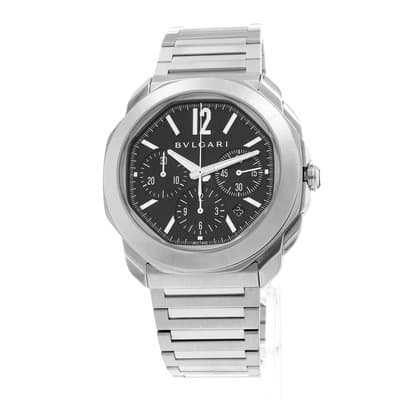 Bvlgari Octo OC42SCH Black Chronograph Steel Automatic Mens Watch
