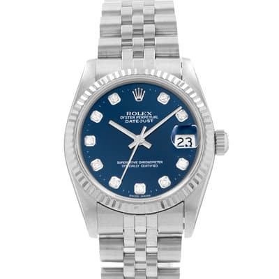 Rolex Datejust 31 68274 Factory Blue Diamond Dial Steel Jubilee Ladies Watch