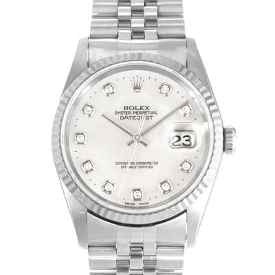Rolex Datejust 36 16234 Diamond Mother of Pearl Steel Jubilee Ladies Watch