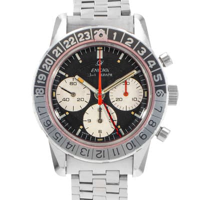 Enicar Enicar Sherpa 300 072-02-02A 40mm Black Chronograph Steel Mens Watch