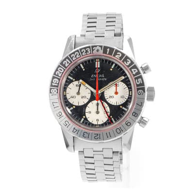 Enicar Enicar Sherpa 300 072-02-02A 40mm Black Chronograph Steel Mens Watch