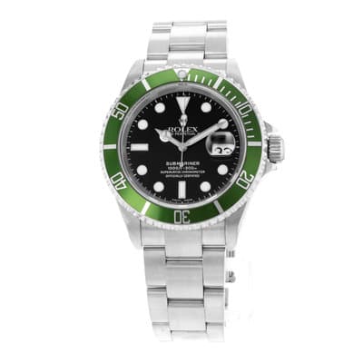 Rolex Submariner Date 16610LV Kermit Black Dial Green Steel Mens Watch 2005