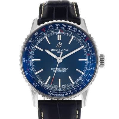 Breitling Navitimer A17329161C1P1 41mm Blue Steel Leather Mens Watch 2024
