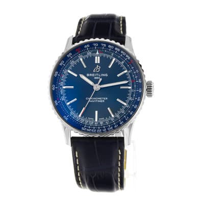 Breitling Navitimer A17329161C1P1 41mm Blue Steel Leather Mens Watch 2024