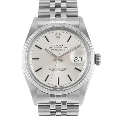 Rolex Datejust 36 1601 Vintage Silver Steel White Gold Jubilee Mens Watch 1972