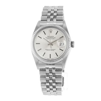 Rolex Datejust 36 1601 Vintage Silver Steel White Gold Jubilee Mens Watch 1972