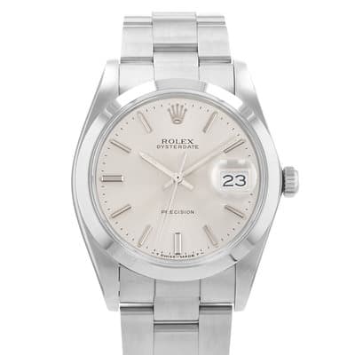 Rolex Oysterdate Precision 6694 Silver Vintage Steel Manual Winding Mens Watch