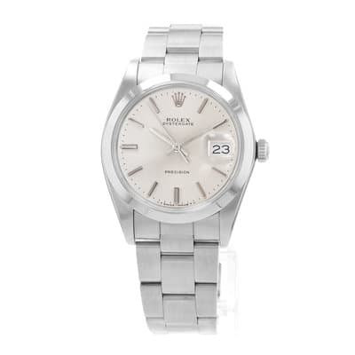 Rolex Oysterdate Precision 6694 Silver Vintage Steel Manual Winding Mens Watch