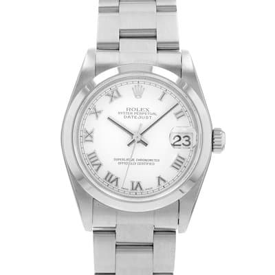 Rolex Datejust 31 78240 White Roman Steel Smooth Oyster Ladies Watch 1999