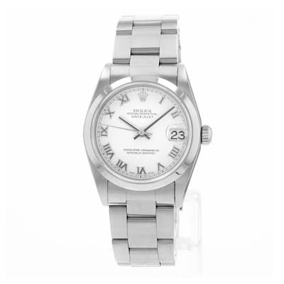 Rolex Datejust 31 78240 White Roman Steel Smooth Oyster Ladies Watch 1999