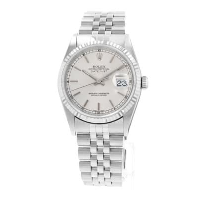 Rolex Datejust 36 16234 Silver Index Steel White Gold Jubilee Mens Watch 2000