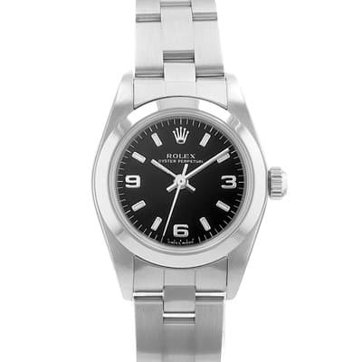Rolex Oyster Perpetual 24 76080 Black Arabic Steel Oyster Ladies Watch 2000