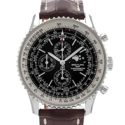 Breitling Navitimer 1461 A19380 Black Chronograph Moon Steel Mens Watch 2016