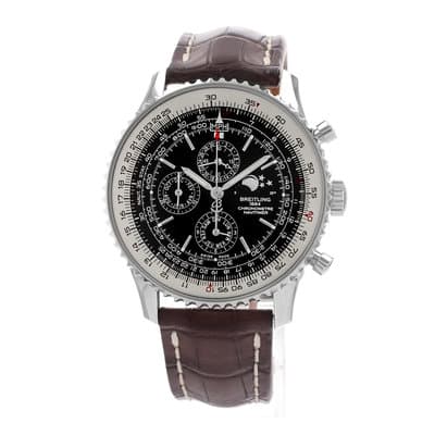 Breitling Navitimer 1461 A19380 Black Chronograph Moon Steel Mens Watch 2016