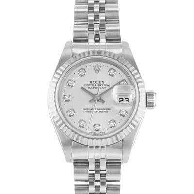 Rolex Datejust 26 79174 Silver Diamond Steel White Gold Ladies Watch 1999