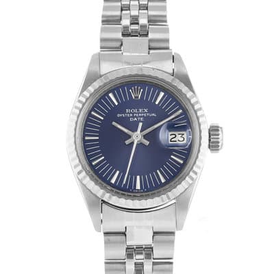 Rolex Datejust 26 6917 Blue Radial Steel Jubilee White Gold Ladies Watch 1971