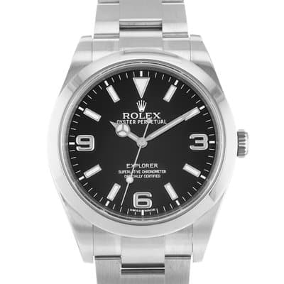 Rolex Explorer 214270 39mm Black Arabic Smooth Oyster Steel Mens Watch 2014