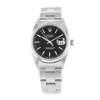 Rolex Oyster Perpetual Date 34 15200 Black Index Steel Oyster Mens Watch 2000