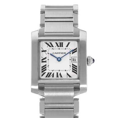 Cartier Tank Francaise W51011Q3 2465 25mm White Roman Steel Quartz Ladies Watch