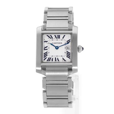 Cartier Tank Francaise W51011Q3 2465 25mm White Roman Steel Quartz Ladies Watch