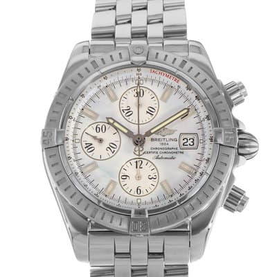 Breitling Chronomat Evolution A13356 44mm Mother of Pearl Steel Mens Watch