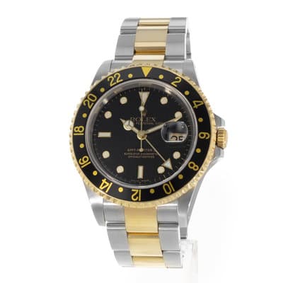 Rolex GMT-Master II 16713 40mm Black Steel Yellow Gold Automatic Mens Watch 2001
