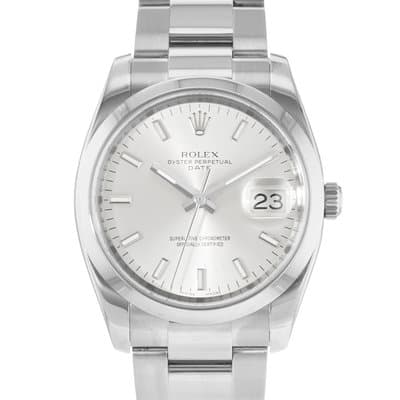 Rolex Oyster Perpetual Date 34 115200 34mm Silver Steel Oyster Mens Watch 2010