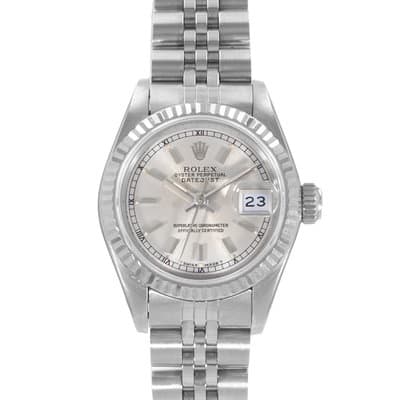 Rolex Datejust 26 69174 Silver Index Fluted Steel White Gold Ladies Watch 1995