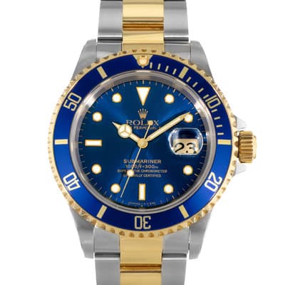 Rolex Submariner Date 16613 40mm Blue Steel Yellow Gold Oyster Mens Watch 1998