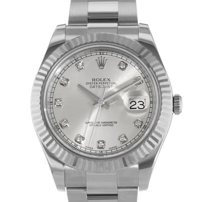 Rolex Datejust II 116334 41mm Silver Diamond Steel White Gold Mens Watch 2012