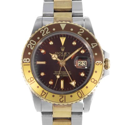 Rolex GMT-Master 16753 40mm Root Beer Nipple Vintage Patina Mens Watch 1979