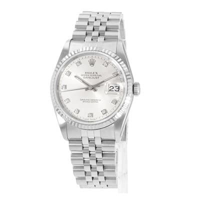 Rolex Datejust 36 16234 Diamond Silver Steel White Gold Jubilee Mens Watch 1991
