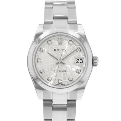 Rolex Datejust 31 178240 Silver Diamond Jubilee Steel Oyster Ladies Watch 2011