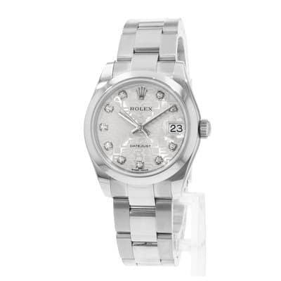 Rolex Datejust 31 178240 Silver Diamond Jubilee Steel Oyster Ladies Watch 2011